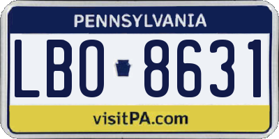 PA license plate LBO8631