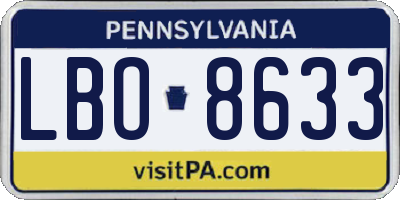 PA license plate LBO8633