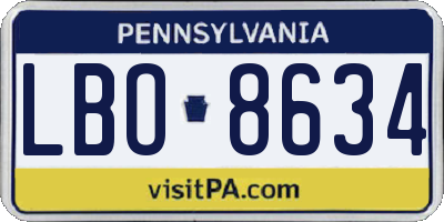 PA license plate LBO8634