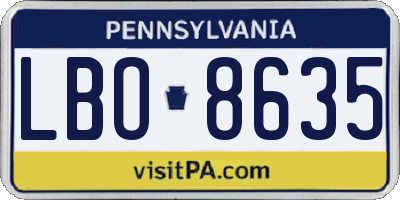 PA license plate LBO8635