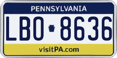 PA license plate LBO8636