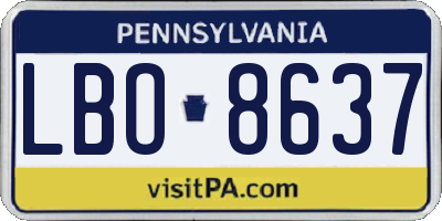 PA license plate LBO8637