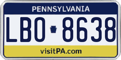 PA license plate LBO8638
