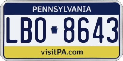 PA license plate LBO8643