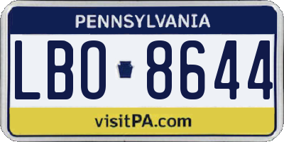 PA license plate LBO8644