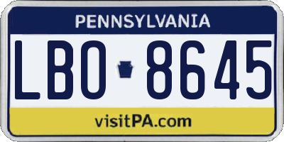PA license plate LBO8645