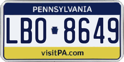 PA license plate LBO8649