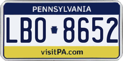 PA license plate LBO8652