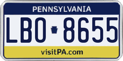 PA license plate LBO8655