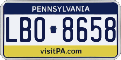 PA license plate LBO8658