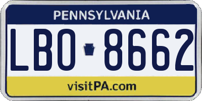 PA license plate LBO8662