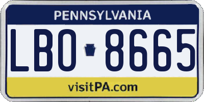 PA license plate LBO8665