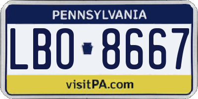 PA license plate LBO8667
