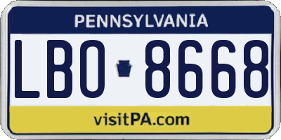 PA license plate LBO8668