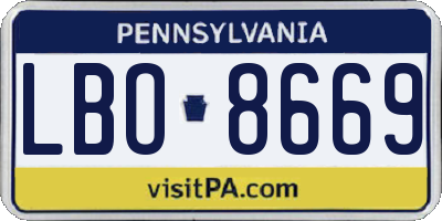 PA license plate LBO8669
