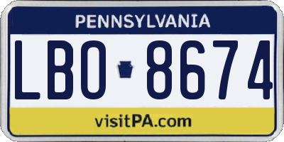 PA license plate LBO8674