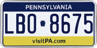 PA license plate LBO8675