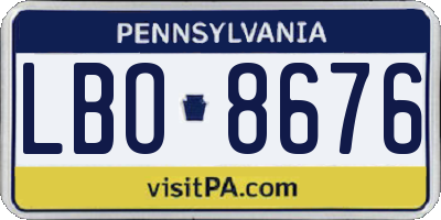 PA license plate LBO8676