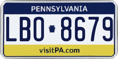 PA license plate LBO8679