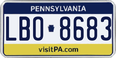 PA license plate LBO8683