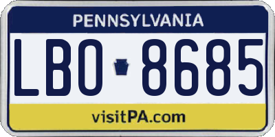 PA license plate LBO8685
