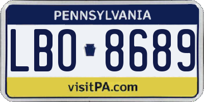 PA license plate LBO8689