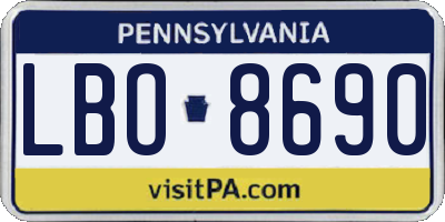 PA license plate LBO8690