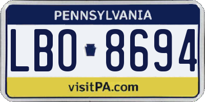 PA license plate LBO8694
