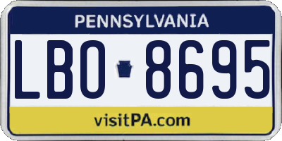PA license plate LBO8695