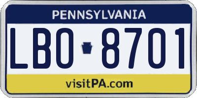 PA license plate LBO8701