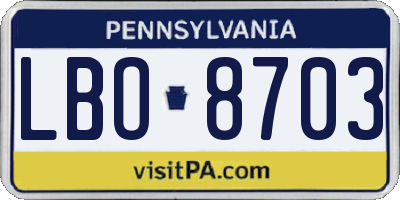 PA license plate LBO8703