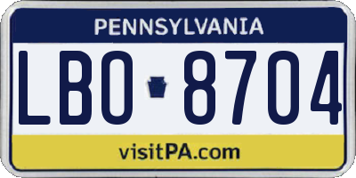PA license plate LBO8704