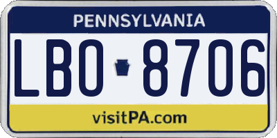 PA license plate LBO8706
