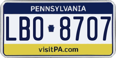 PA license plate LBO8707