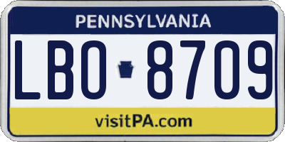 PA license plate LBO8709