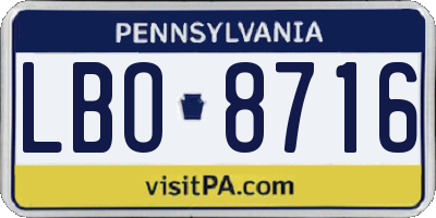 PA license plate LBO8716