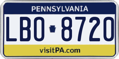 PA license plate LBO8720