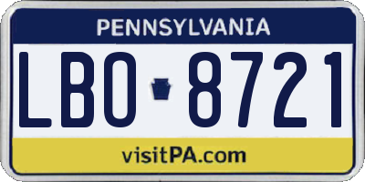 PA license plate LBO8721