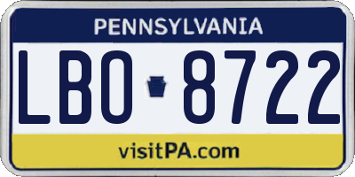 PA license plate LBO8722