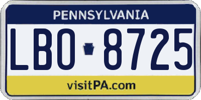 PA license plate LBO8725