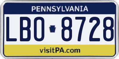 PA license plate LBO8728