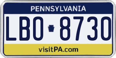 PA license plate LBO8730