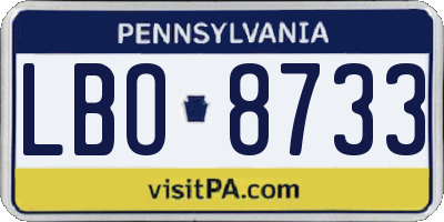 PA license plate LBO8733