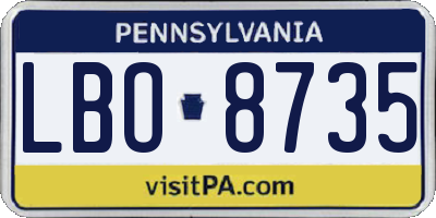 PA license plate LBO8735