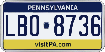 PA license plate LBO8736