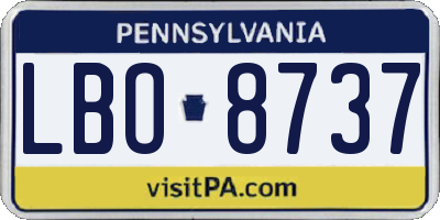 PA license plate LBO8737