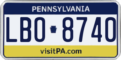 PA license plate LBO8740