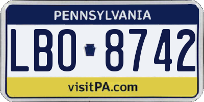 PA license plate LBO8742