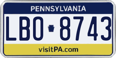 PA license plate LBO8743