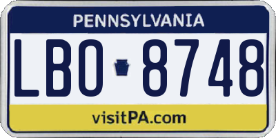 PA license plate LBO8748